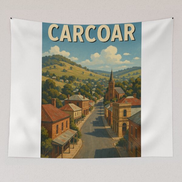 Item preview, Carcoar Main Street with Steepled Church and Heritage Buildings designed and sold by Places On Earth.