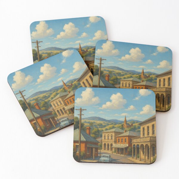 Item preview, Carcoar Heritage Shops with Steeple and Rolling Hills designed and sold by Places On Earth.