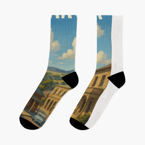 Item preview, Carcoar Heritage Shops with Steeple and Rolling Hills designed and sold by Places On Earth.