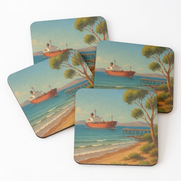 Item preview, Whyalla Shoreline with Freighter and Jetty designed and sold by Places On Earth.
