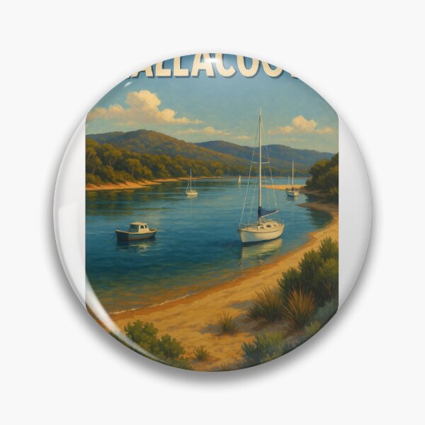 Item preview, Mallacoota Bay with Anchored Sailboats and Forest Backdrop designed and sold by Places On Earth.