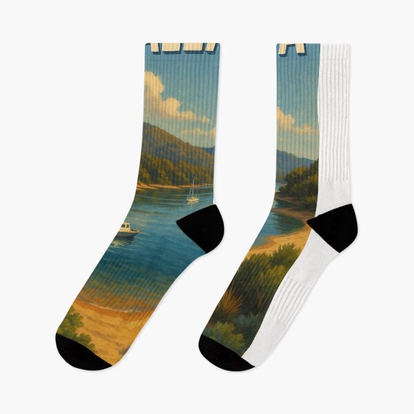 Item preview, Mallacoota Bay with Anchored Sailboats and Forest Backdrop designed and sold by Places On Earth.