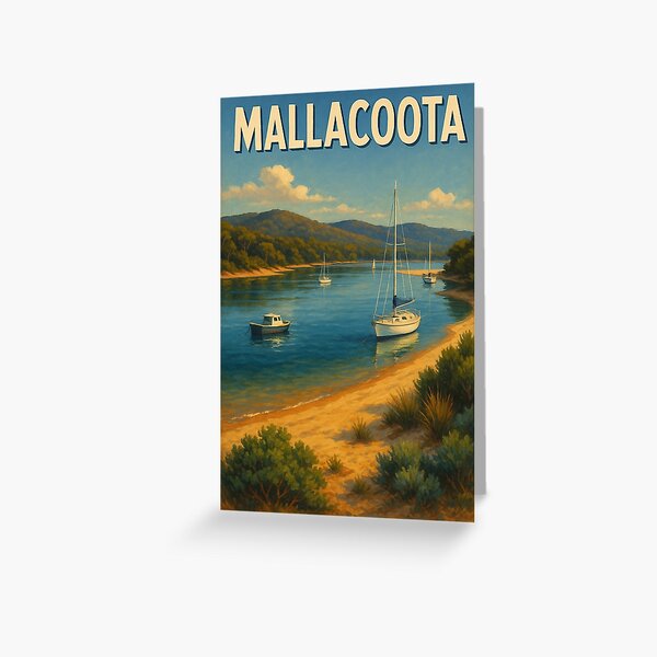 Item preview, Mallacoota Bay with Anchored Sailboats and Forest Backdrop designed and sold by Places On Earth.