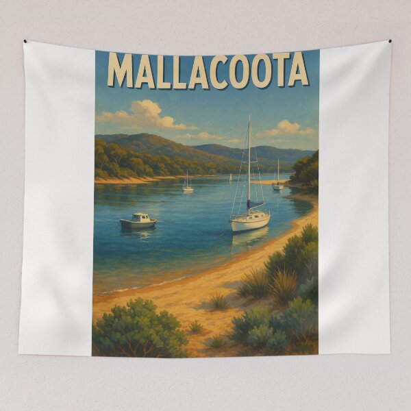 Item preview, Mallacoota Bay with Anchored Sailboats and Forest Backdrop designed and sold by Places On Earth.
