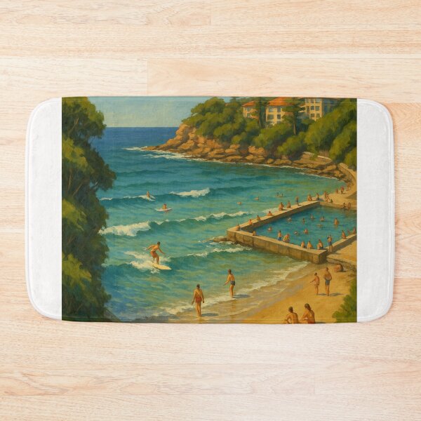 Item preview, Fairy Bower Surf Beach with Rock Pool and Sunbathers designed and sold by Places On Earth.