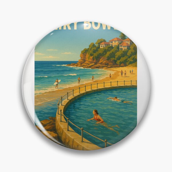 Item preview, Fairy Bower Circular Pool with Surfers and Coastal Cliffs designed and sold by Places On Earth.