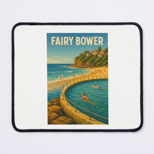 Item preview, Fairy Bower Circular Pool with Surfers and Coastal Cliffs designed and sold by Places On Earth.
