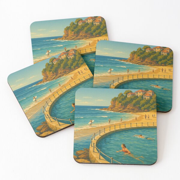 Item preview, Fairy Bower Circular Pool with Surfers and Coastal Cliffs designed and sold by Places On Earth.