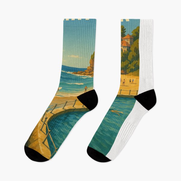Item preview, Fairy Bower Circular Pool with Surfers and Coastal Cliffs designed and sold by Places On Earth.