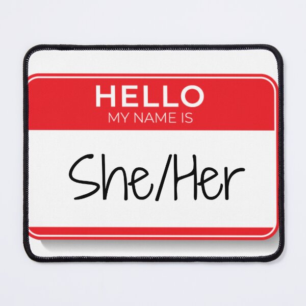 Item preview, Hello My Name Is She/Her Pronoun Sticker – Gender Inclusive Name Tag Design designed and sold by Jaspersdigitalart.