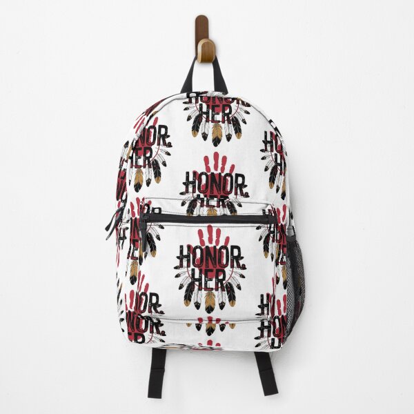 Item preview, Honor Her – Indigenous Tribute with Red Handprint & Feathers designed and sold by Taans-Creation.