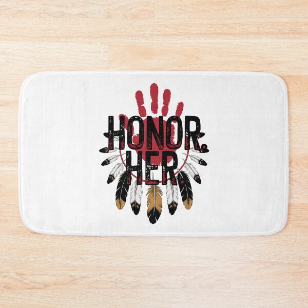 Item preview, Honor Her – Indigenous Tribute with Red Handprint & Feathers designed and sold by Taans-Creation.