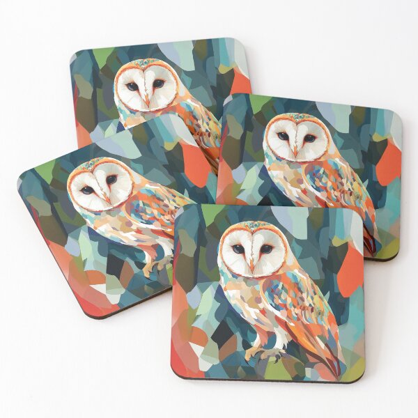 Item preview, Expressive Painterly Barn Owl in Vibrant Abstract Color Patches design. designed and sold by HEMRO.