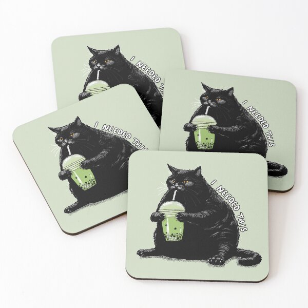 Item preview, I Needed This Matcha Boba Chonky Cat designed and sold by KilkennyCat Art.