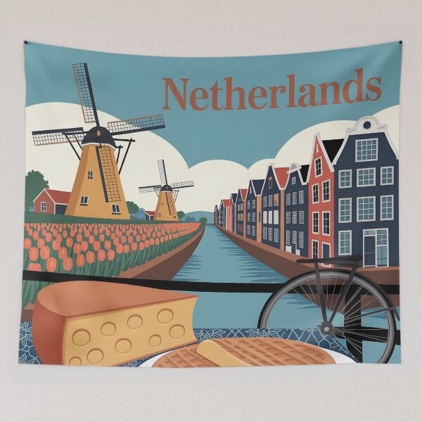 Item preview, Netherlands: Vintage Windmills & Tulips designed and sold by LSVart.