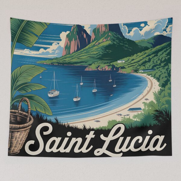 Item preview, Saint Lucia: Vintage Pitons & Coastal Life designed and sold by LSVart.