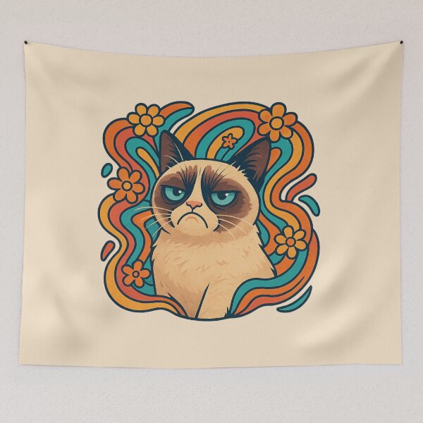 Item preview, Grumpy Cat – Retro Floral Meme designed and sold by GirlyPopped.