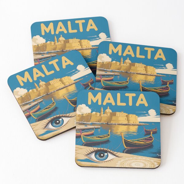 Item preview, Malta: Vintage Valletta Ramparts & Luzzu Boat designed and sold by LSVart.