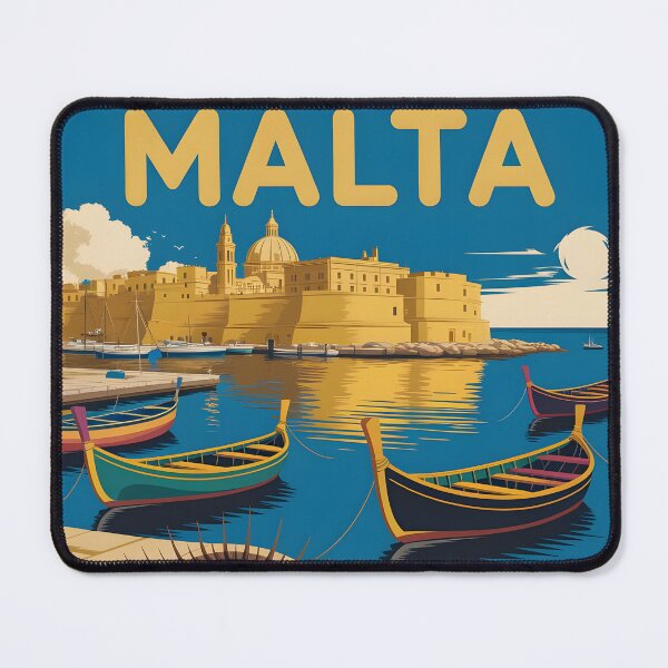 Item preview, Malta: Vintage Valletta Ramparts & Luzzu Boat designed and sold by LSVart.