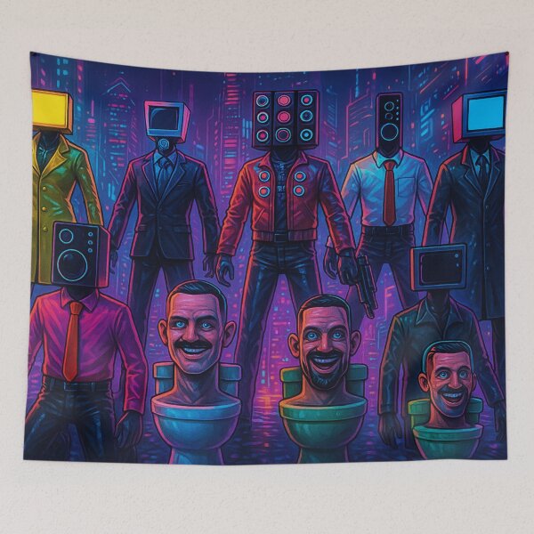 Item preview, Colorful Skibidi Toilet Camera Men Team Cartoon Cyberpunk designed and sold by Cartoonaty.