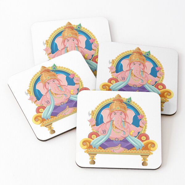 Item preview, Majestic Lord Ganesha Sitting on Throne – Divine & Colorful Hindu Art designed and sold by IndianShopper.