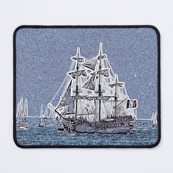 Item preview, three masted sailboat designed and sold by Open Road Gallery .