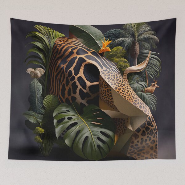 Item preview, Wild Sculpture – 3D Jungle Horn Collage with Animal Patterns and Foliage designed and sold by ArtiQreate.