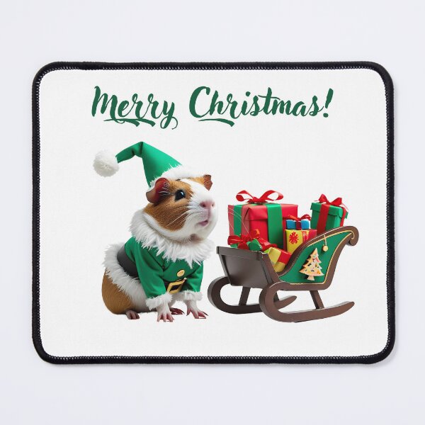Item preview, Festive Guinea Pig Dressed as Elf with Mini Sleigh of Gifts - Whimsical Holiday T-Shirt Design designed and sold by ArtPetrenko90.