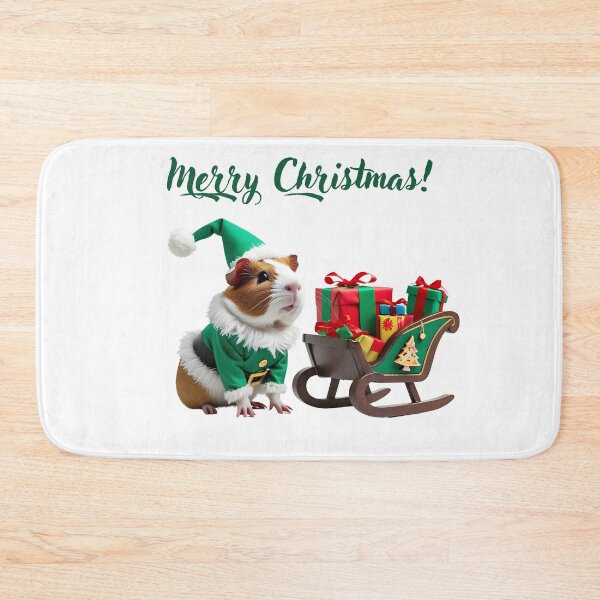 Item preview, Festive Guinea Pig Dressed as Elf with Mini Sleigh of Gifts - Whimsical Holiday T-Shirt Design designed and sold by ArtPetrenko90.