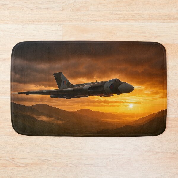 Artikelvorschau, Avro Vulcan über den schottischen Highlands bei Sonnenuntergang entworfen und verkauft von Skyframe Aviation.