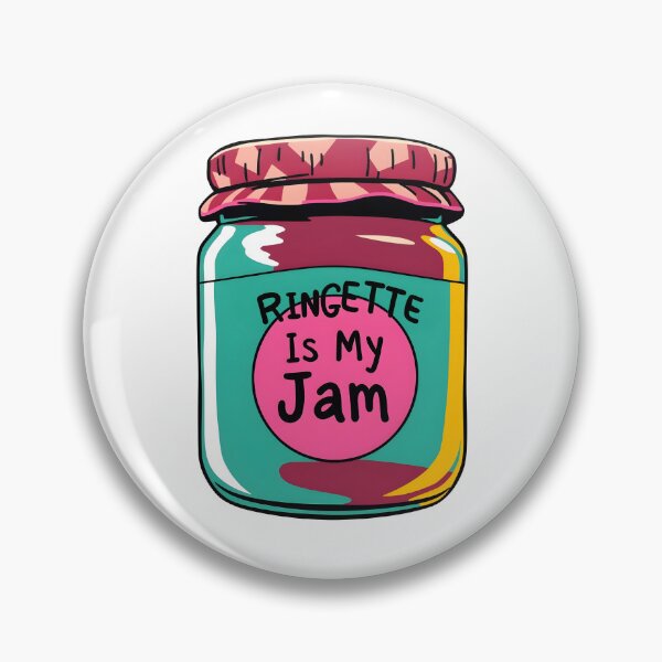 Item preview, Ringette Is My Jam text on a label of a jam jar designed and sold by EmeraldeaArt.