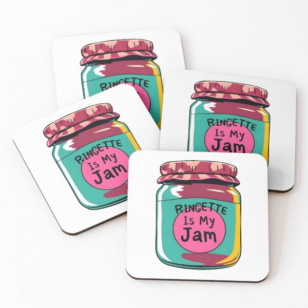 Item preview, Ringette Is My Jam text on a label of a jam jar designed and sold by EmeraldeaArt.