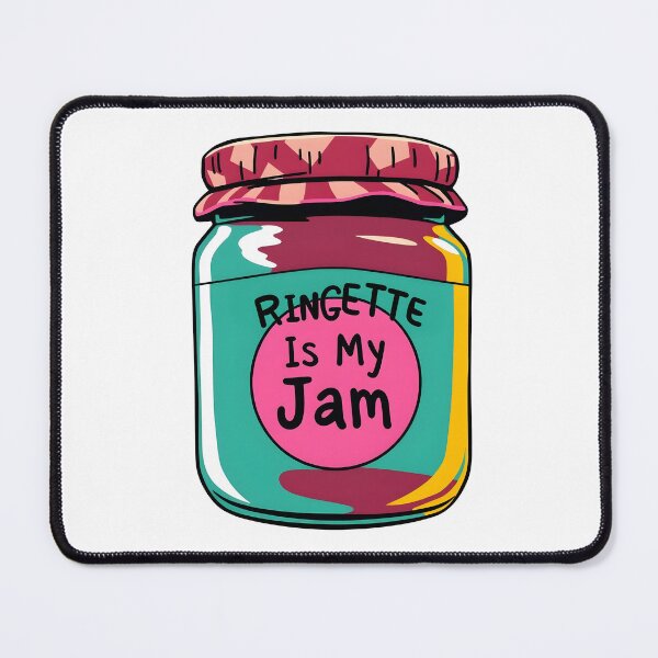 Item preview, Ringette Is My Jam text on a label of a jam jar designed and sold by EmeraldeaArt.