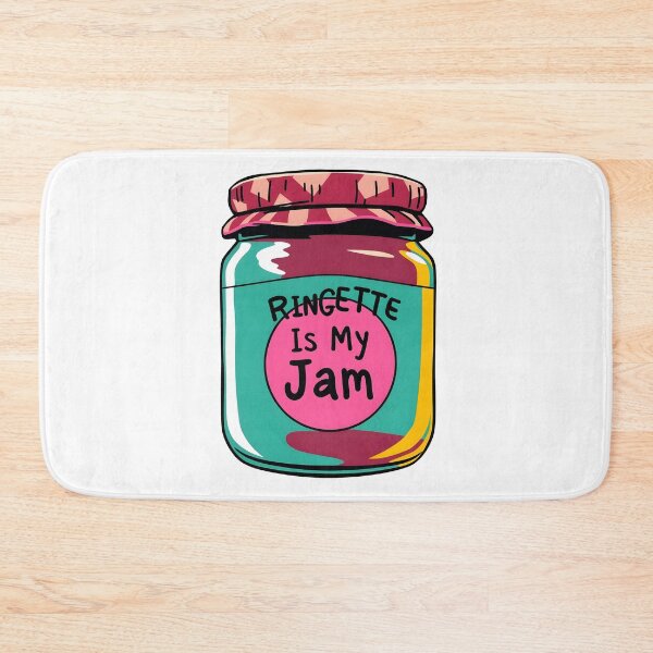 Item preview, Ringette Is My Jam text on a label of a jam jar designed and sold by EmeraldeaArt.