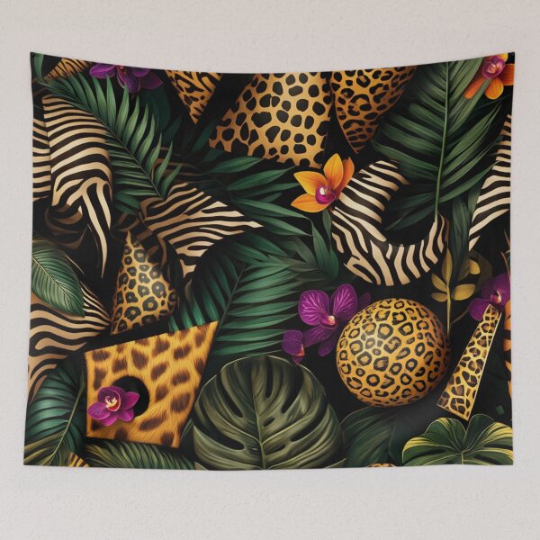 Item preview, Layered Safari – Animal Skins with Tropical Shadows and Florals designed and sold by ArtiQreate.