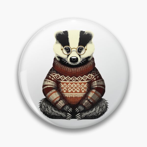 Item preview, osy Badger in Fair Isle Jumper – Cute Woodland Animal Illustration designed and sold by krisevansart.