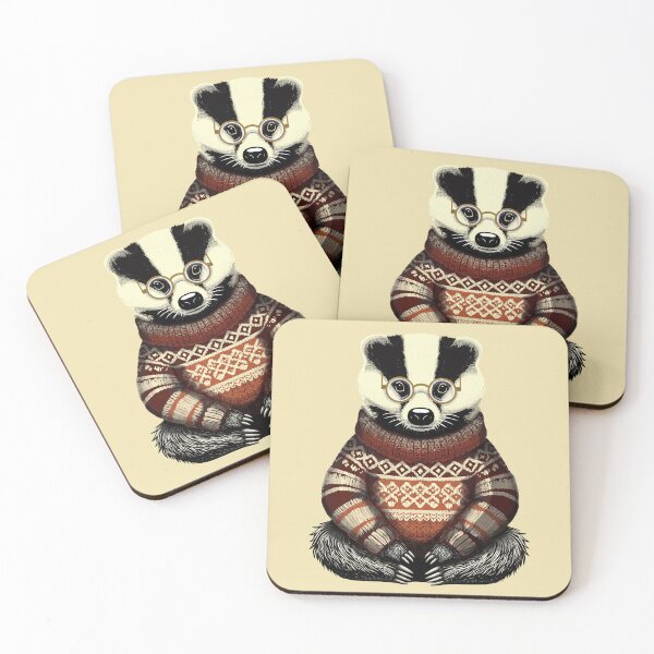 Item preview, osy Badger in Fair Isle Jumper – Cute Woodland Animal Illustration designed and sold by krisevansart.
