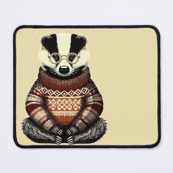 Item preview, osy Badger in Fair Isle Jumper – Cute Woodland Animal Illustration designed and sold by krisevansart.