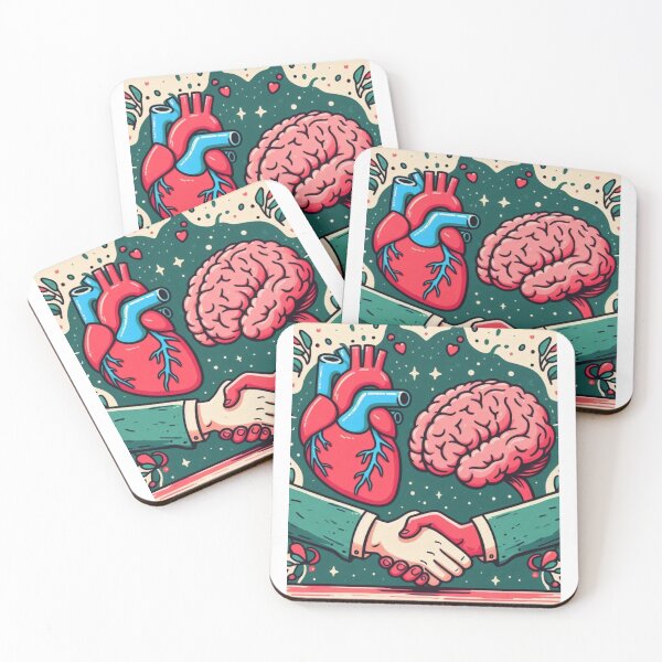 Item preview, Balance Is Key – Heart & Brain Handshake Inspirational Illustration designed and sold by ashokreddy343.