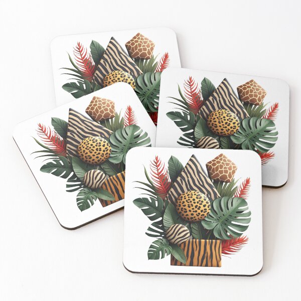 Item preview, Minimal Safari Collage – Animal Prints and Tropical Shapes in Soft Beige designed and sold by ArtiQreate.