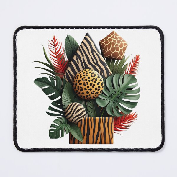 Item preview, Minimal Safari Collage – Animal Prints and Tropical Shapes in Soft Beige designed and sold by ArtiQreate.