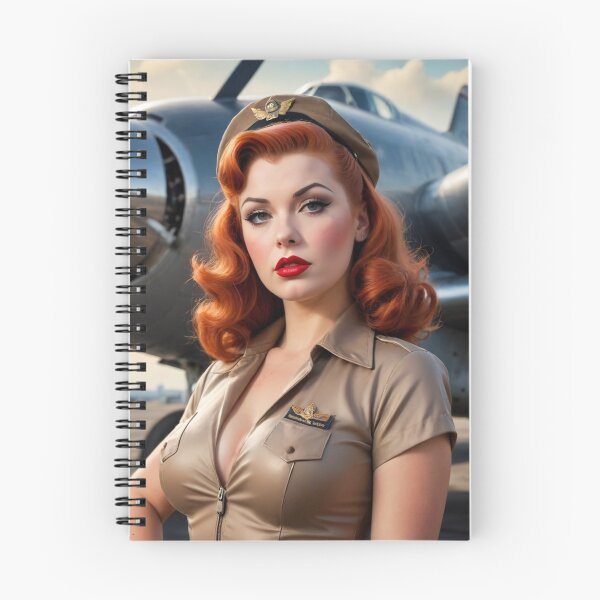 Item preview, Vintage Plane Pilot Red Head Pin Up designed and sold by MissSaylor.