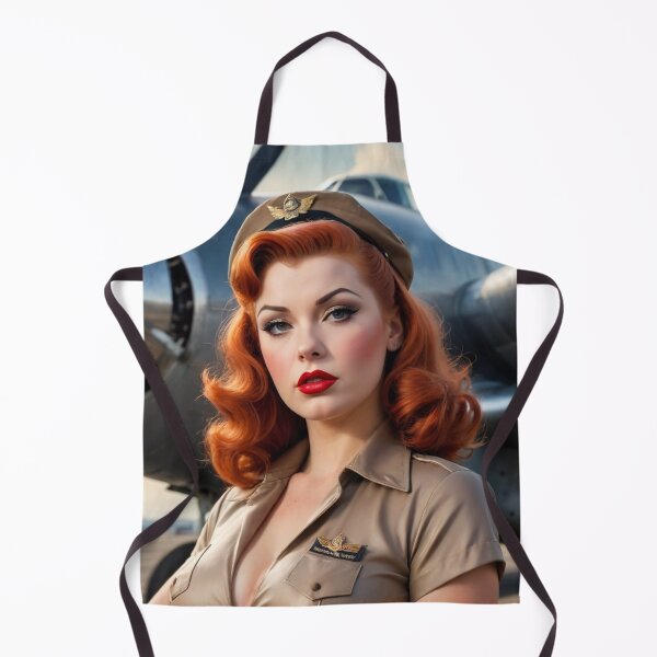 Item preview, Vintage Plane Pilot Red Head Pin Up designed and sold by MissSaylor.