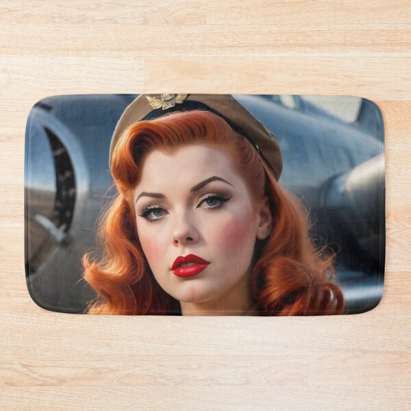 Item preview, Vintage Plane Pilot Red Head Pin Up designed and sold by MissSaylor.
