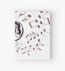 Louis Armstrong Playing Trumpet with musical notes, jazz masters Hardcover Journal