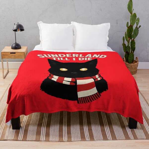 Item preview, Black Cat Sunderland Till I Die Football Fan Art | Glowing Eyes & Scarf Design designed and sold by Final Whistle Art.
