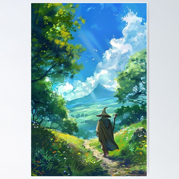 Item preview, Unexpected Journey – Ghibli-Inspired Fantasy Art | Hobbit Landscape Illustration designed and sold by czki.