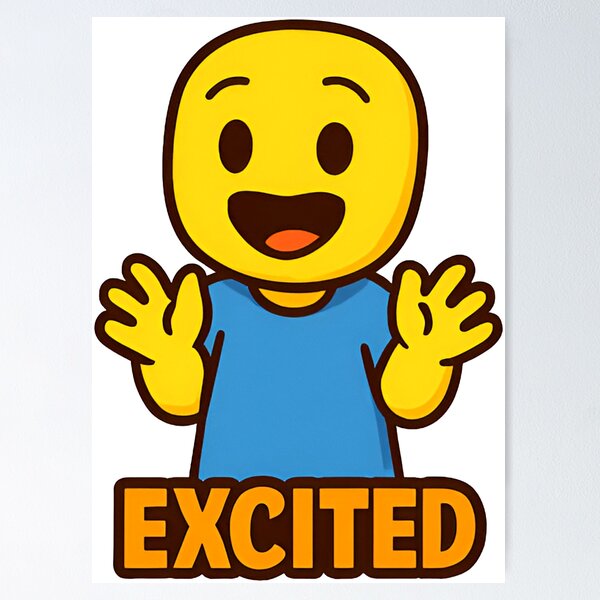 Item preview, Excited Roblox Noob | Funny Happy Gamer Design | Roblox Meme Cartoon for Gamers designed and sold by Printynest.
