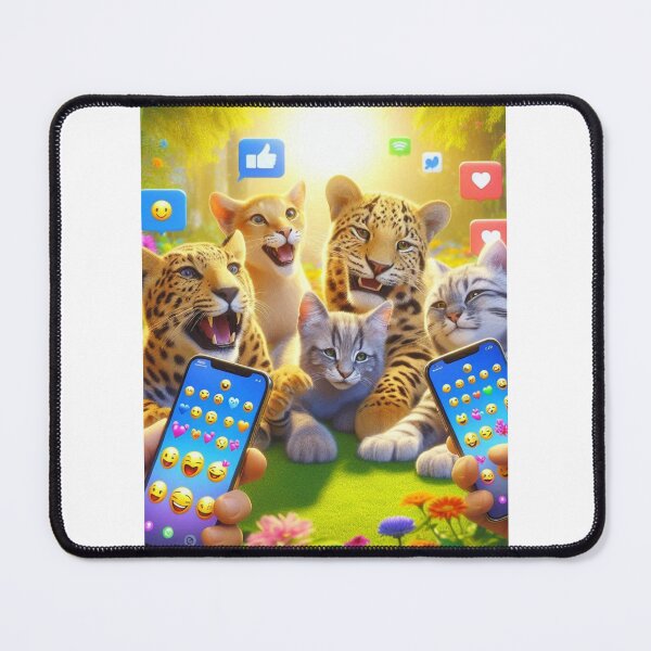 Item preview, Emoji-Sending Feliforms – Wild Cats & Hyenas with Texting Vibes designed and sold by ashokreddy343.