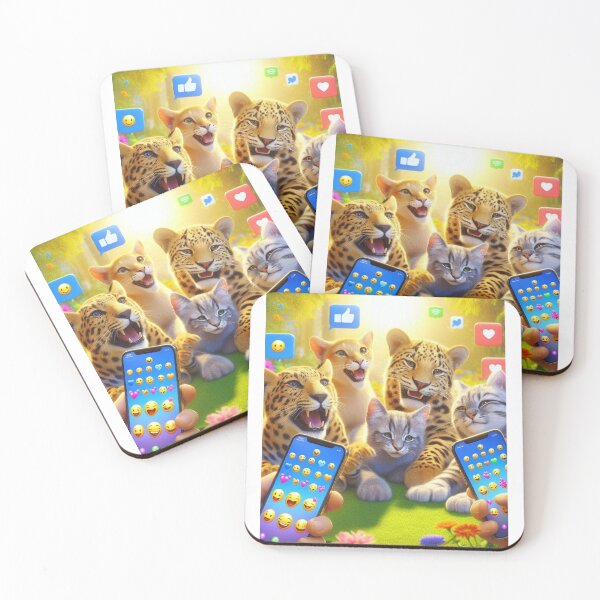 Item preview, Emoji-Sending Feliforms – Wild Cats & Hyenas with Texting Vibes designed and sold by ashokreddy343.